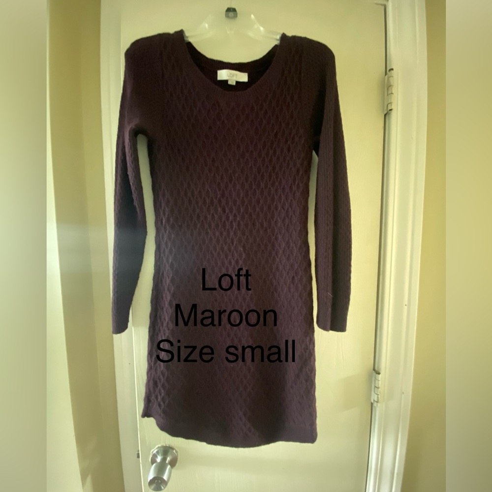 Loft wool dress, size small, maroon